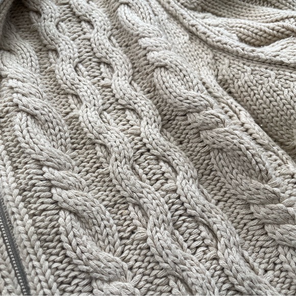 BKE Zip Front Sweater Tan and Dark Brown Accent Size Large - Picture 8 of 11